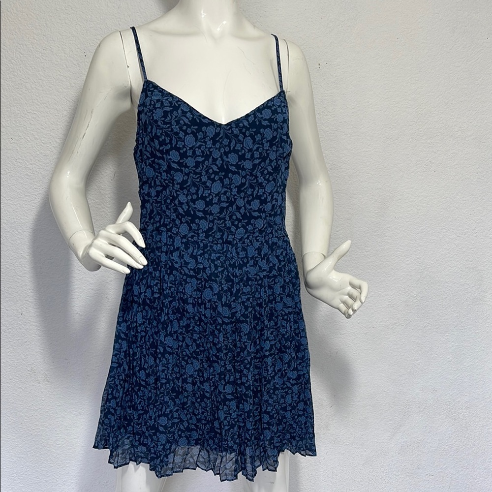 Hollister Floral Blue Spaghetti Strap Dress size L